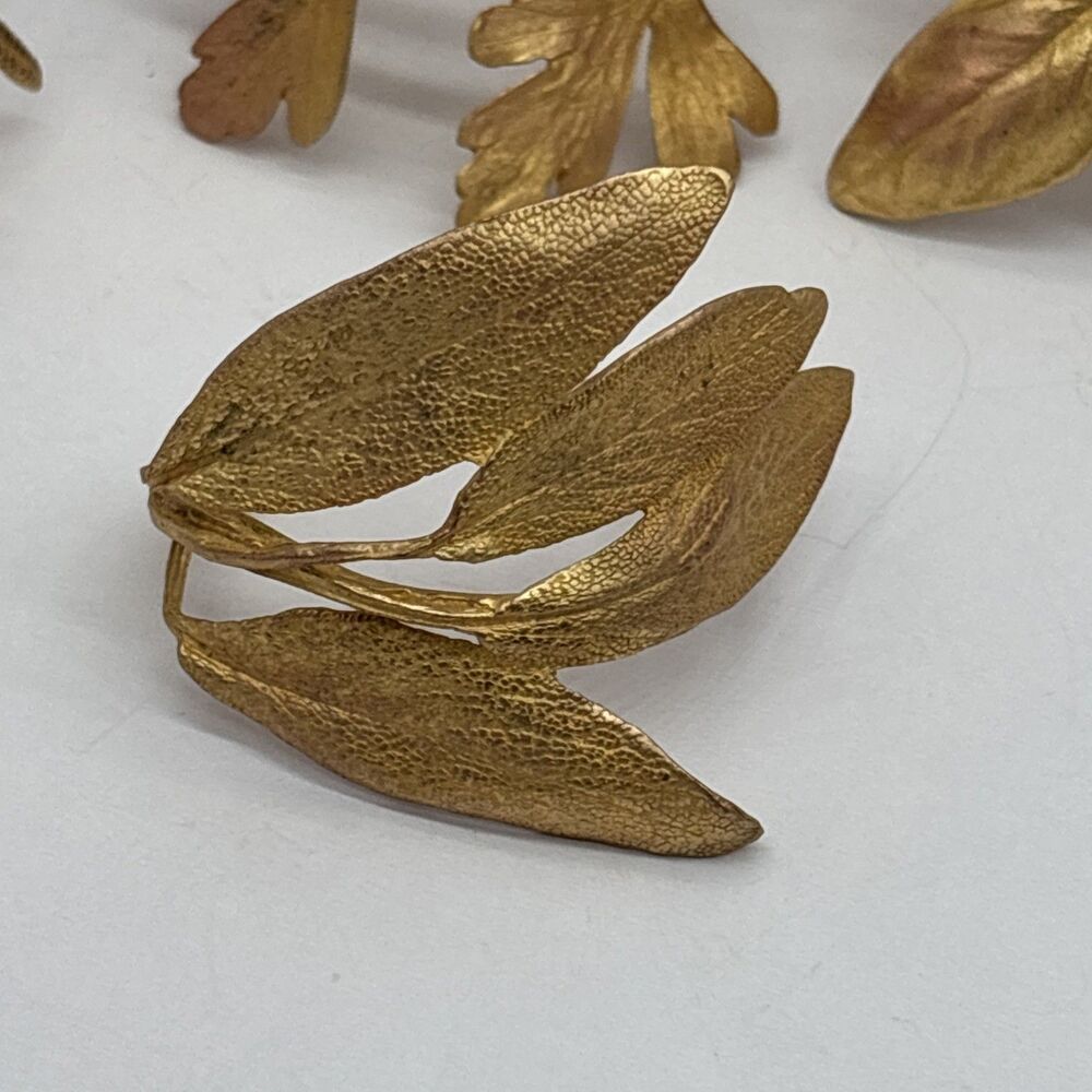 Italian Herbs Napkin Rings Set Of 4 Gold Artisan Michael Michaud Table Art - Picture 5 of 10
